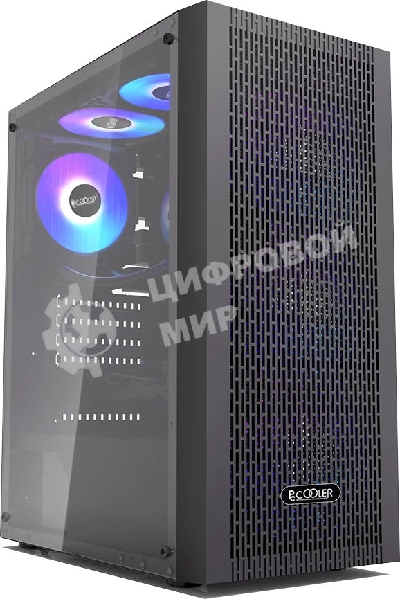 Корпус без блока питания PCCOOLER MA100 MESH BK, Mesh Mid Tower, черный, TG, 0.4 SPCC, 3x120мм ARGb ATX, mATX, mITX 160/310/180мм 2x2.5
