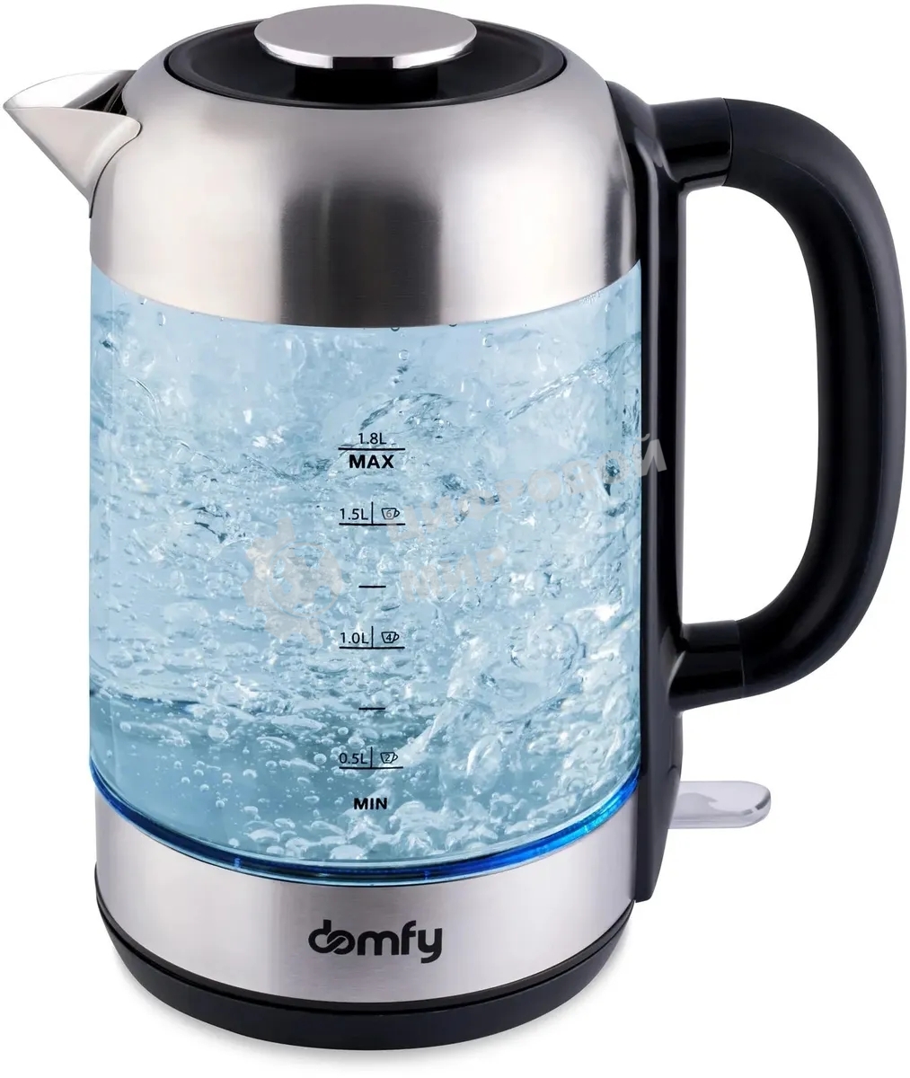 Чайник электрический Domfy DSM-EK401 1.8л. 2200Вт черный/прозрачный (корпус: стекло)