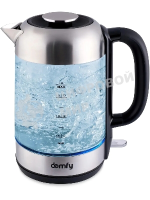 Чайник электрический Domfy DSM-EK401 1.8л. 2200Вт черный/прозрачный (корпус: стекло)