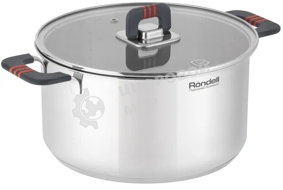 Кастрюля Rondell Stripes RDS-1638, 5.2 л, 24 см, с крышкой, сталь