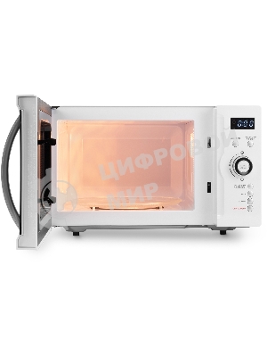 Микроволновая печь Hyundai HYM-D3007 белый/черный, 23 л, 800 Вт, переключатели - кнопки, электронный поворотный механизм