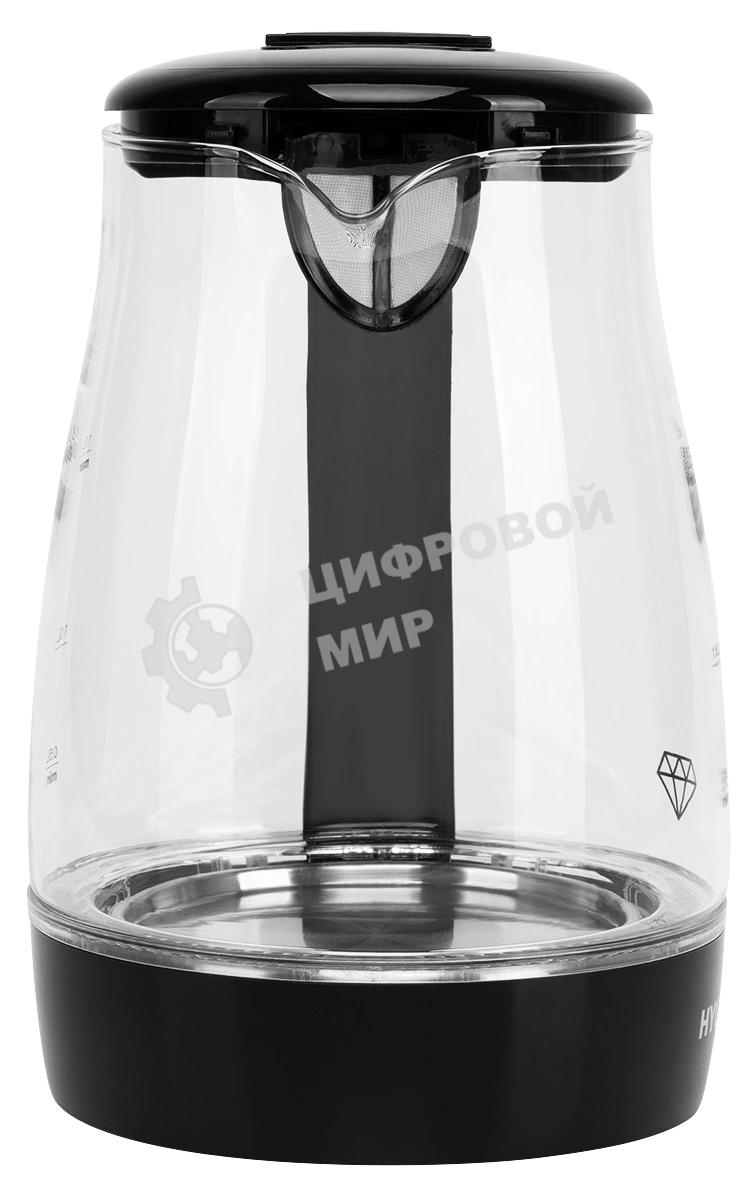 Чайник электрический Hyundai HYK-G2011 1.7 л, 2200 Вт, черный (корпус: стекло)