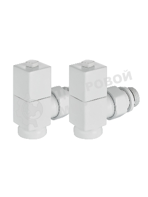 Набор дизайн-вентилей Royal Thermo CUBE, угловой (белый) 1/2