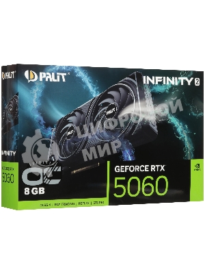 Видеокарта Palit GeForce RTX 5060 Infinity 2 OC, 8 GB GDDR7, 128 bit, 3xDisplayPort, HDMI, GPU 2280 MHz