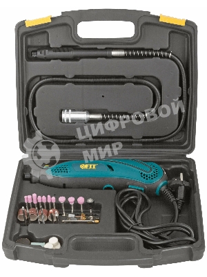 Прямошлифовальная машина (гравер) DG-137PL, 135 Вт, 10000-32000 об/мин, 2,4/3,2 мм, БС щеток, набор насадок, пластик. кейс