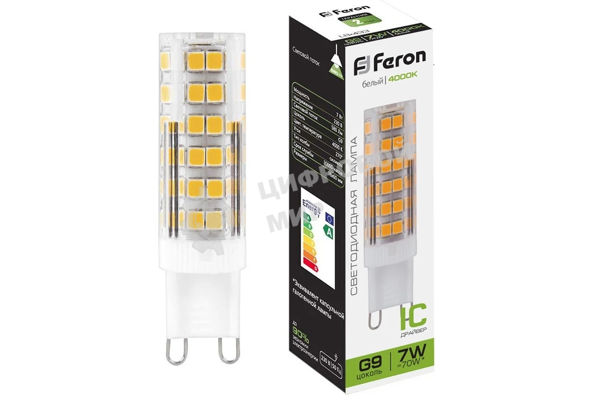 Лампа светодиодная Feron LB-433 7W 230V G9 4000K