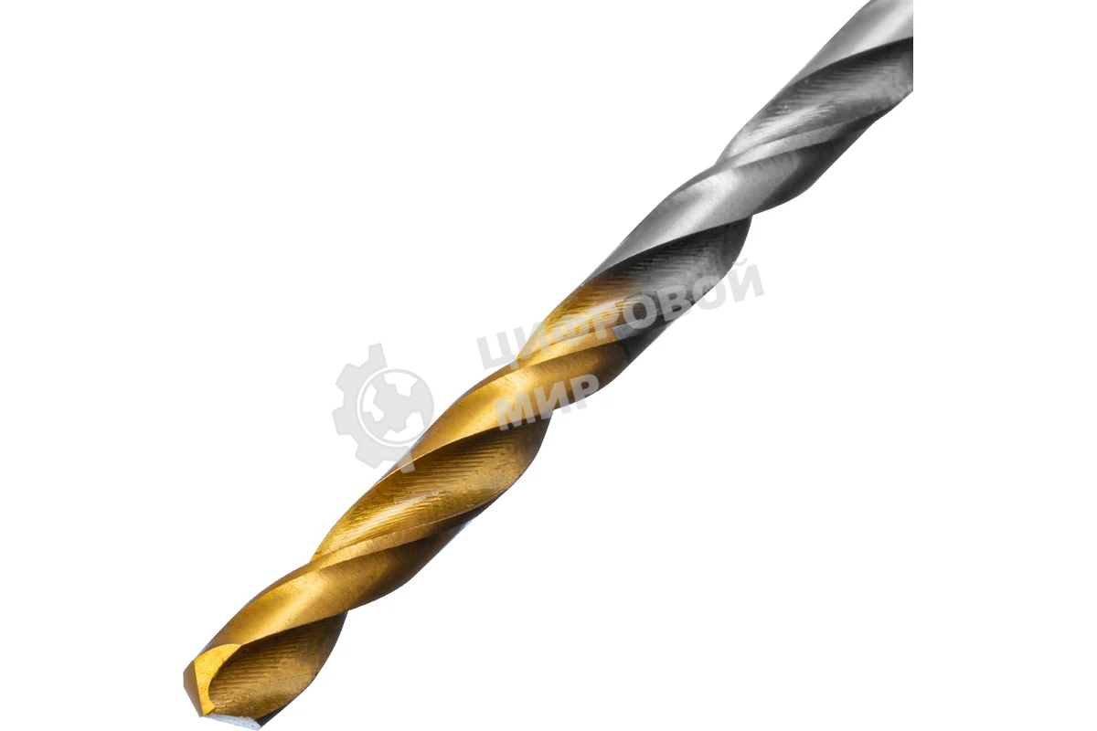 Сверло спиральное по металлу Denzel 4 х 119 мм, Р6М5, Golden Tip, удлиненное