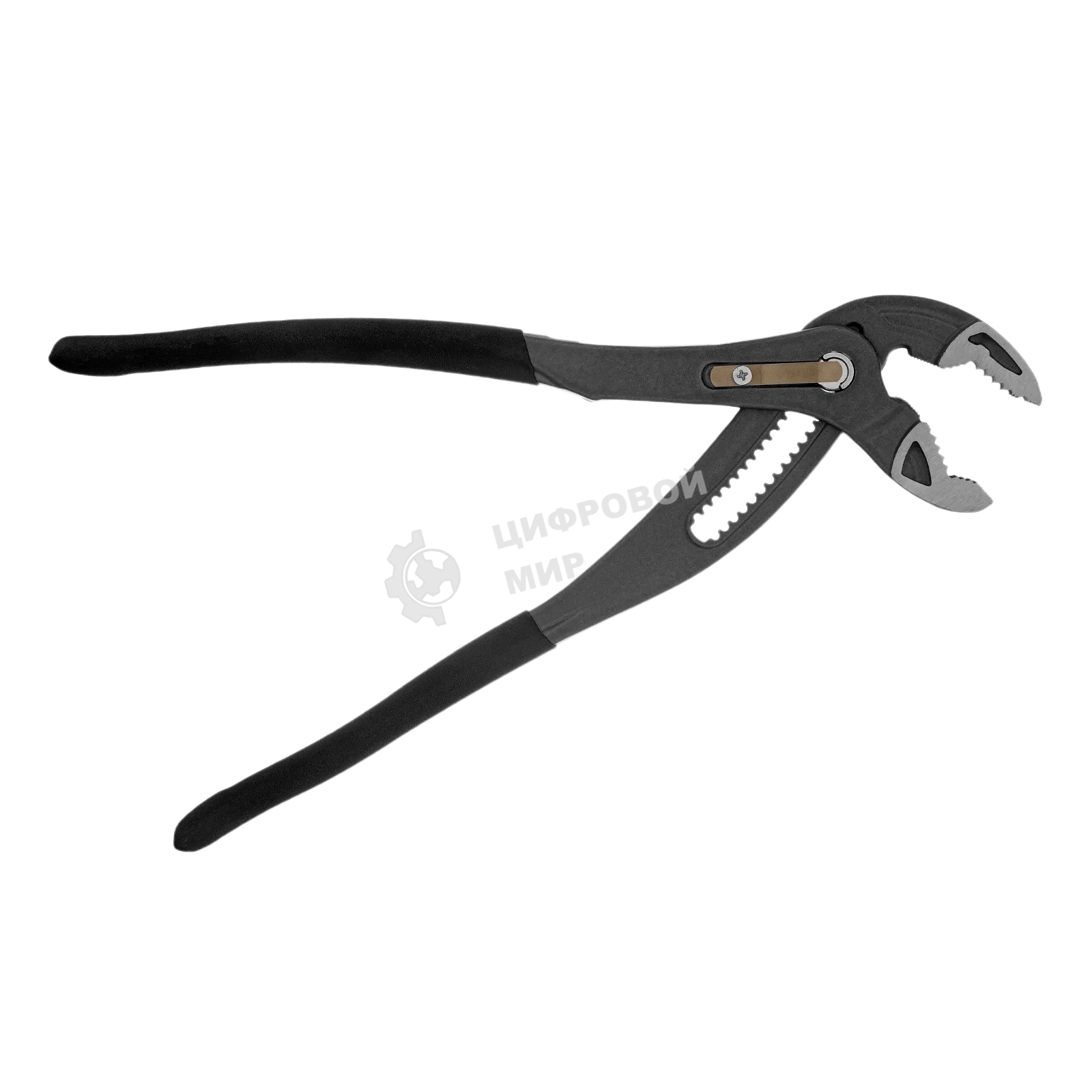 Клещи переставные Denzel кнопочный механизм, обливные рукоятки, 300 мм