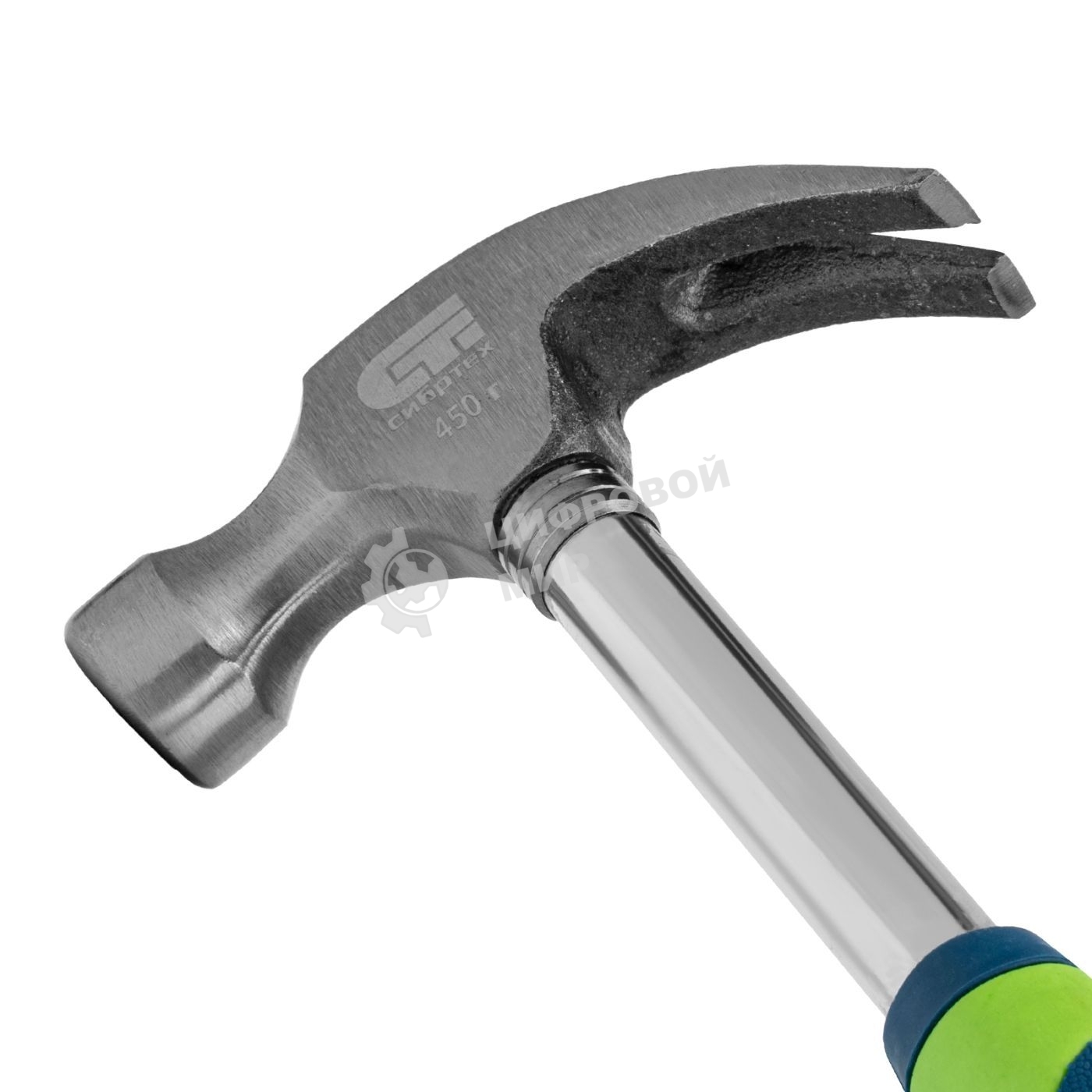 Молоток-гвоздодер Сибртех металлическая трубчатая обрезиненная рукоятка, вес 450 гр., боек 27 мм