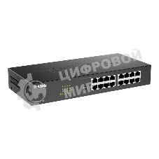 Коммутатор D-Link DGS-1016D/J1A, 16×1 Гбит/с, неуправляемый