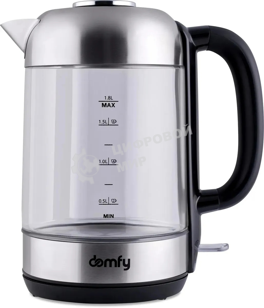 Чайник электрический Domfy DSM-EK401 1.8л. 2200Вт черный/прозрачный (корпус: стекло)