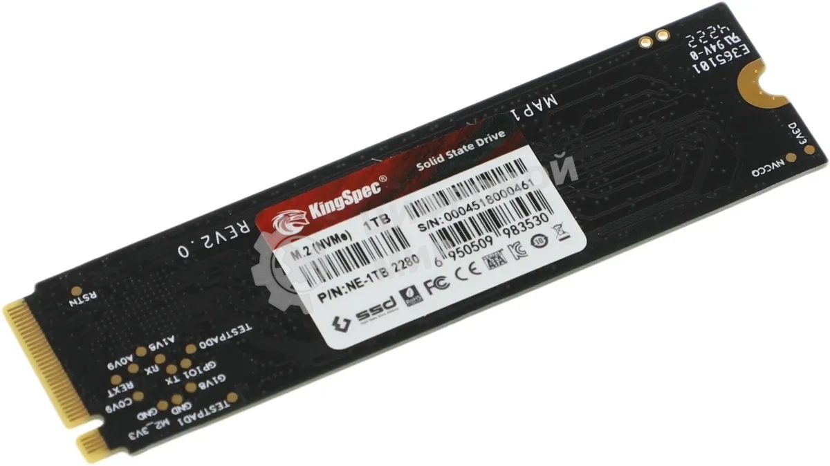 Накопитель SSD KingSpec NE-1Tb, 1Tb, PCIe 3.0 x4, M.2 2280, NVMe, R/W 2400/1900