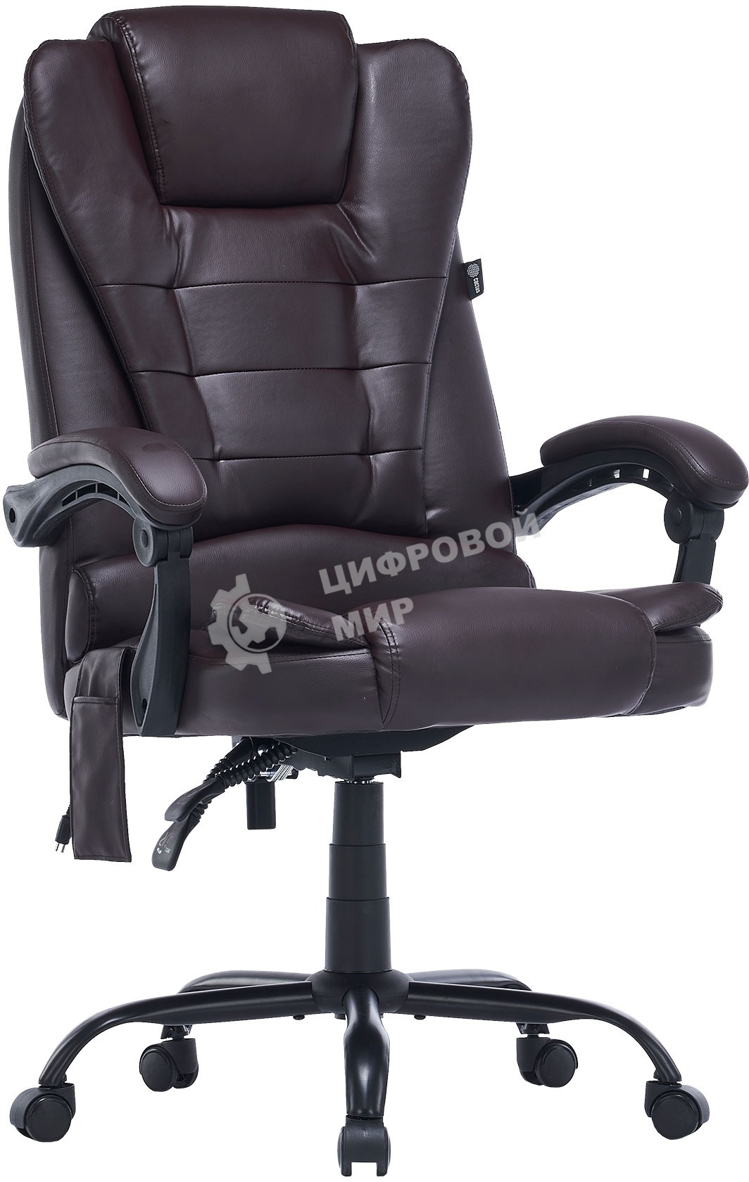 Кресло компьютерное Cactus CS-CHR-OC03M-BR темно-коричневый, эко.кожа, с подголовником