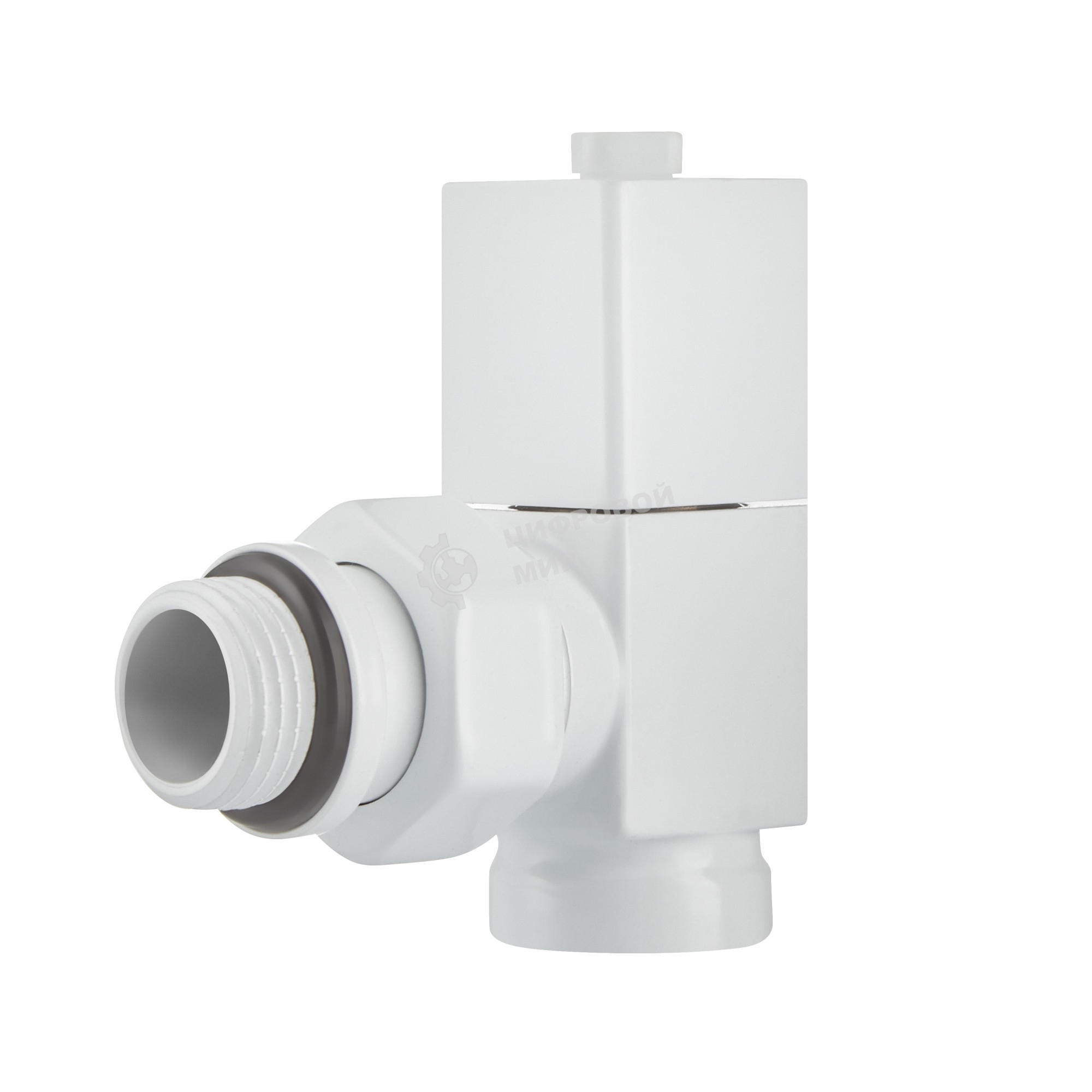 Набор дизайн-вентилей Royal Thermo CUBE, угловой (белый) 1/2