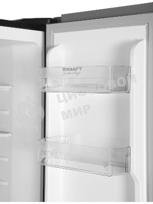 Холодильник Kraft TNC-NF702ICB черное стекло трехкамерный 302/149л морозилка сбоку, No Frost, Side by Side