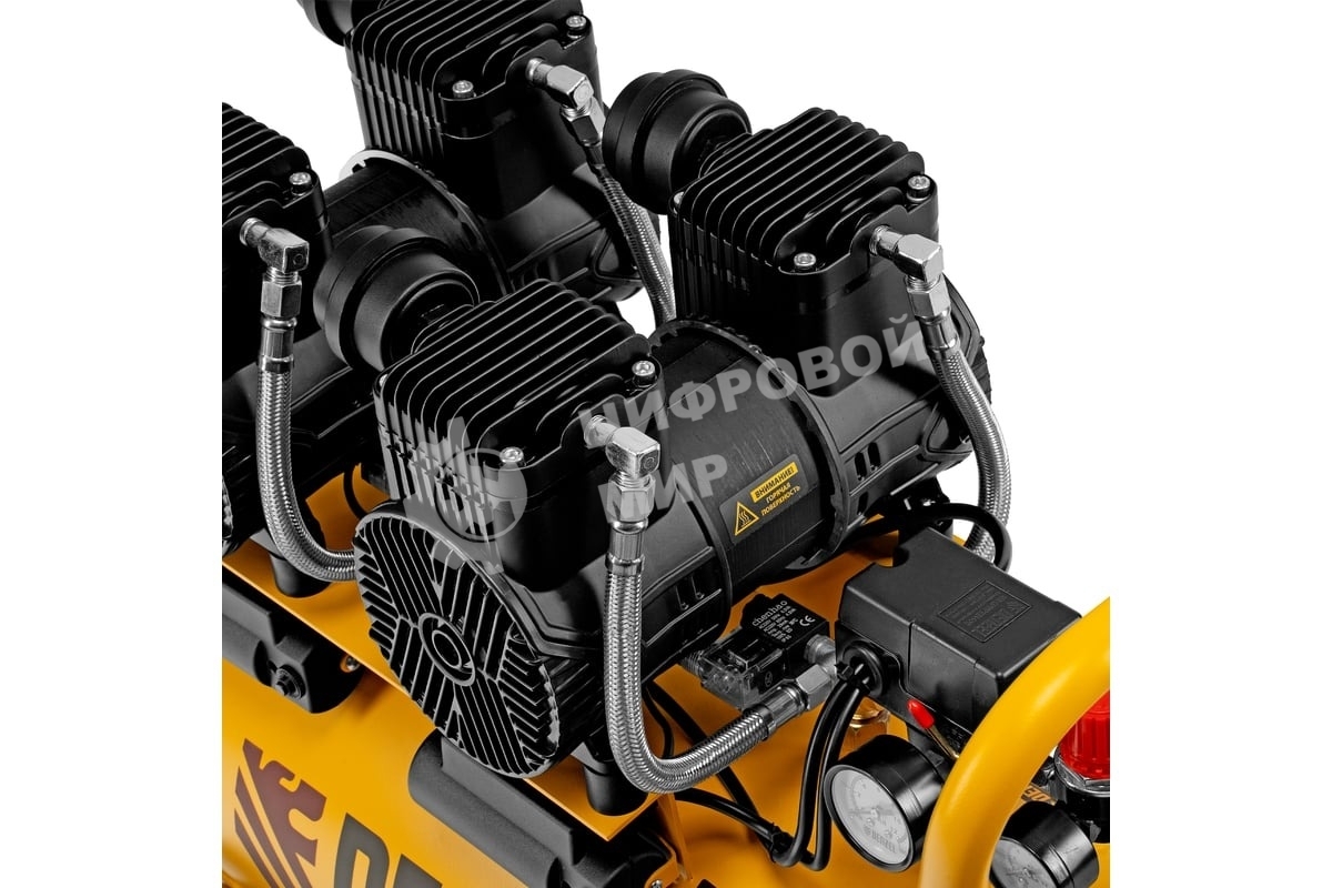 Компрессор безмасл. малошумный DLP -3000/50, 3 кВт, 2х1,5 кВт,50 л, 2850 об/мин,500 л/мин Denzel