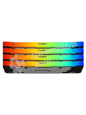 Оперативная память Kingston Fury Renegade, DDR4, 64GB (4x16GB), 3600MHz, CL16, DIMM, с радиатором, RGB, серебристый/черный