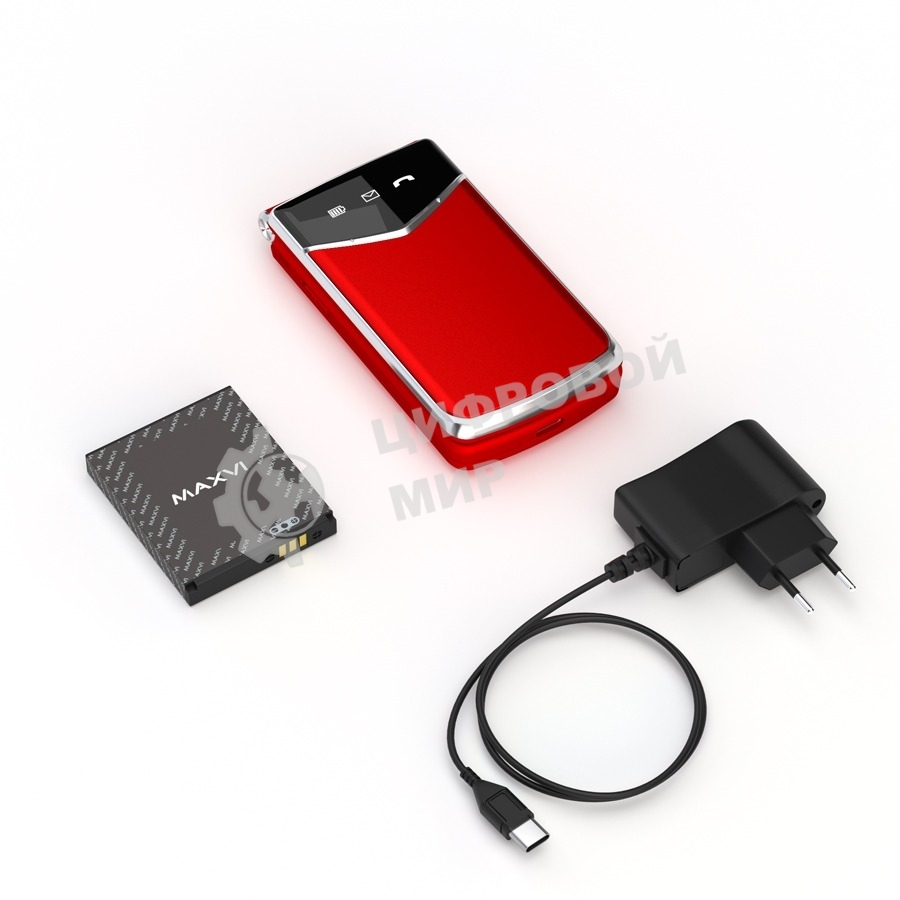 Мобильный телефон Maxvi E11 красный/серебристый