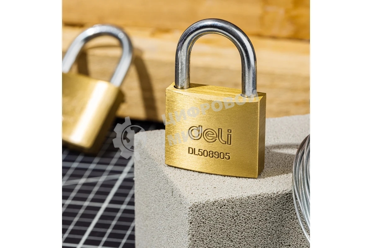 Замок навесной Deli DL508905 латунный, 40мм