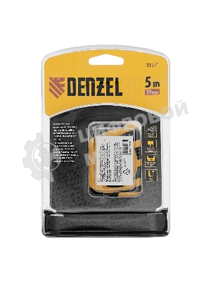 Рулетка Denzel 5м x 19 мм, магнит, двухсторонний зацеп, нейлон, двуст. шкала, автоматич. 31571