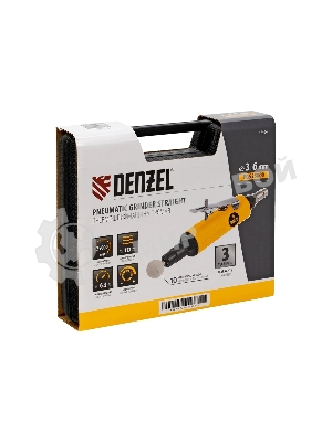 Пневмошлифмашина прямая Denzel PGS25000, 25000 об/мин, 10 шлиф. камней, цанга - 3, 6 мм, 113 л/мин