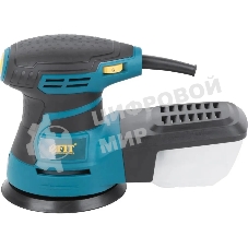 Шлифмашина эксцентриковая FIT OS-350, 350 Вт, 3000-13000 об/мин, 125 мм, 1,5 кг, липучка, пластик. контейнер, коробка