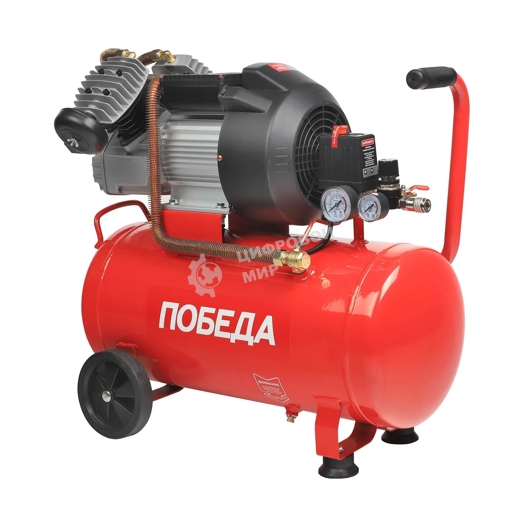 Компрессор поршневой масляный Победа КМ 50-400, 400 л/мин, 8 бар, 2200 Вт, 50 л, быстросъемный 1/4