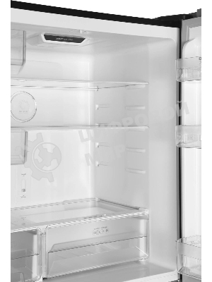 Холодильник Kraft TNC-NF702ICB черное стекло трехкамерный 302/149л морозилка сбоку, No Frost, Side by Side