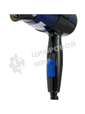 Фен Delta DL-0907 черный/синий, 1400 Вт, компактный