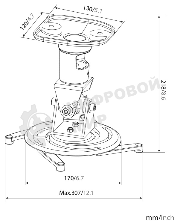 Кронштейн для проектора Cactus CS-VM-PR01-BK черный макс.10кг настенный и потолочный поворот и наклон
