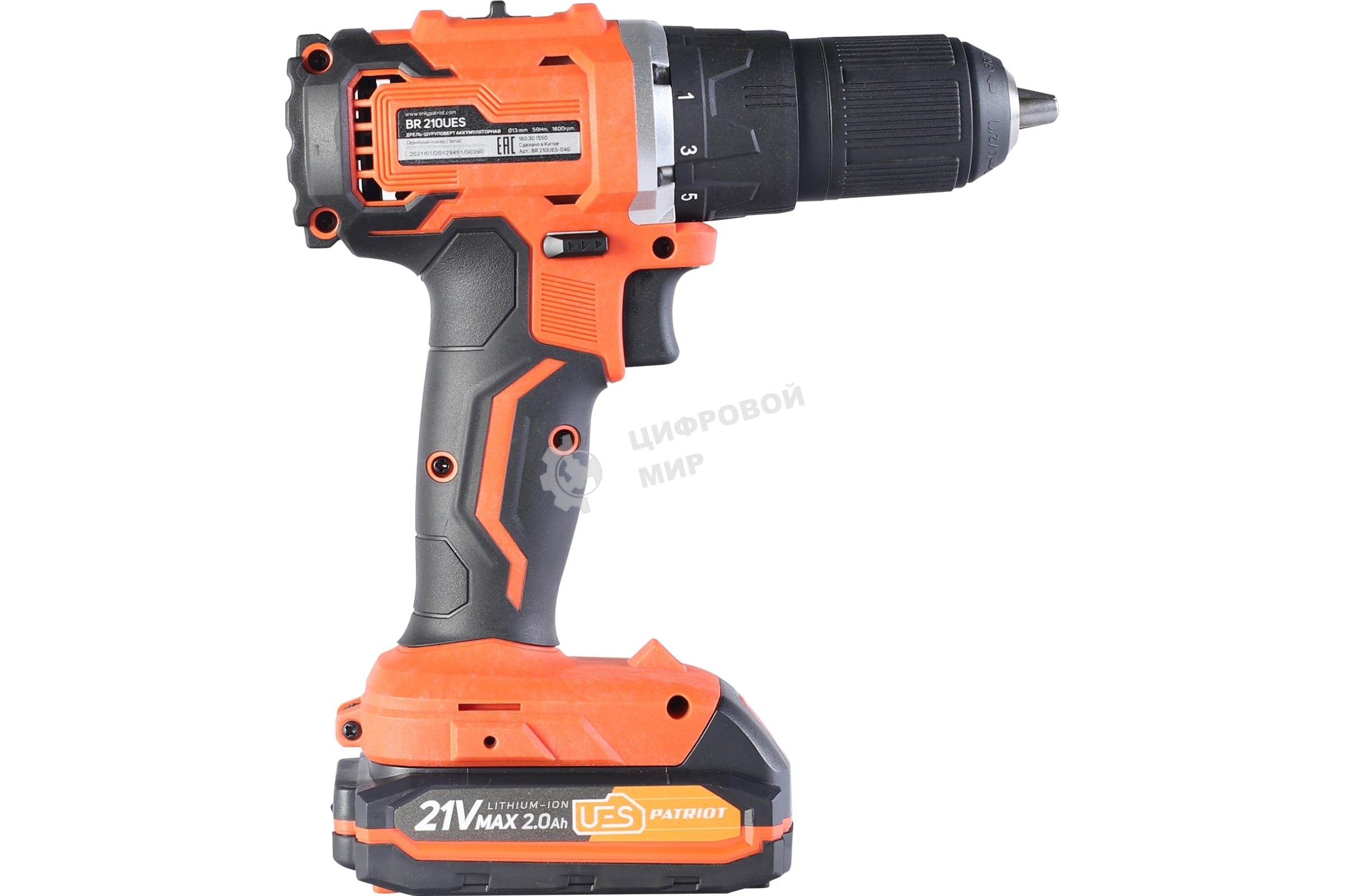 Дрель-шуруповерт Patriot BR 210Li, Аккумуляторная, 21В, 2 АКБ, Кейс
