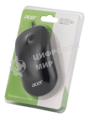 Мышь проводная Acer OMW122 черный, 1200 dpi, USB, кнопки - 3