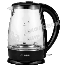 Чайник электрический Hyundai HYK-G2011 1.7 л, 2200 Вт, черный (корпус: стекло)