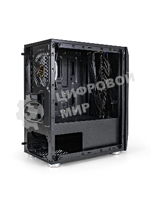 Компьютерный корпус Minitower ExeGate Mistery R2-NPX400 (mATX, БП 400NPX с вент. 12 см, 2*USB+1*USB 3.0, аудио, черный, 1 вент. 12см с RGb подсветкой и полоса на передней панели, боковая панель - закаленное стекло)