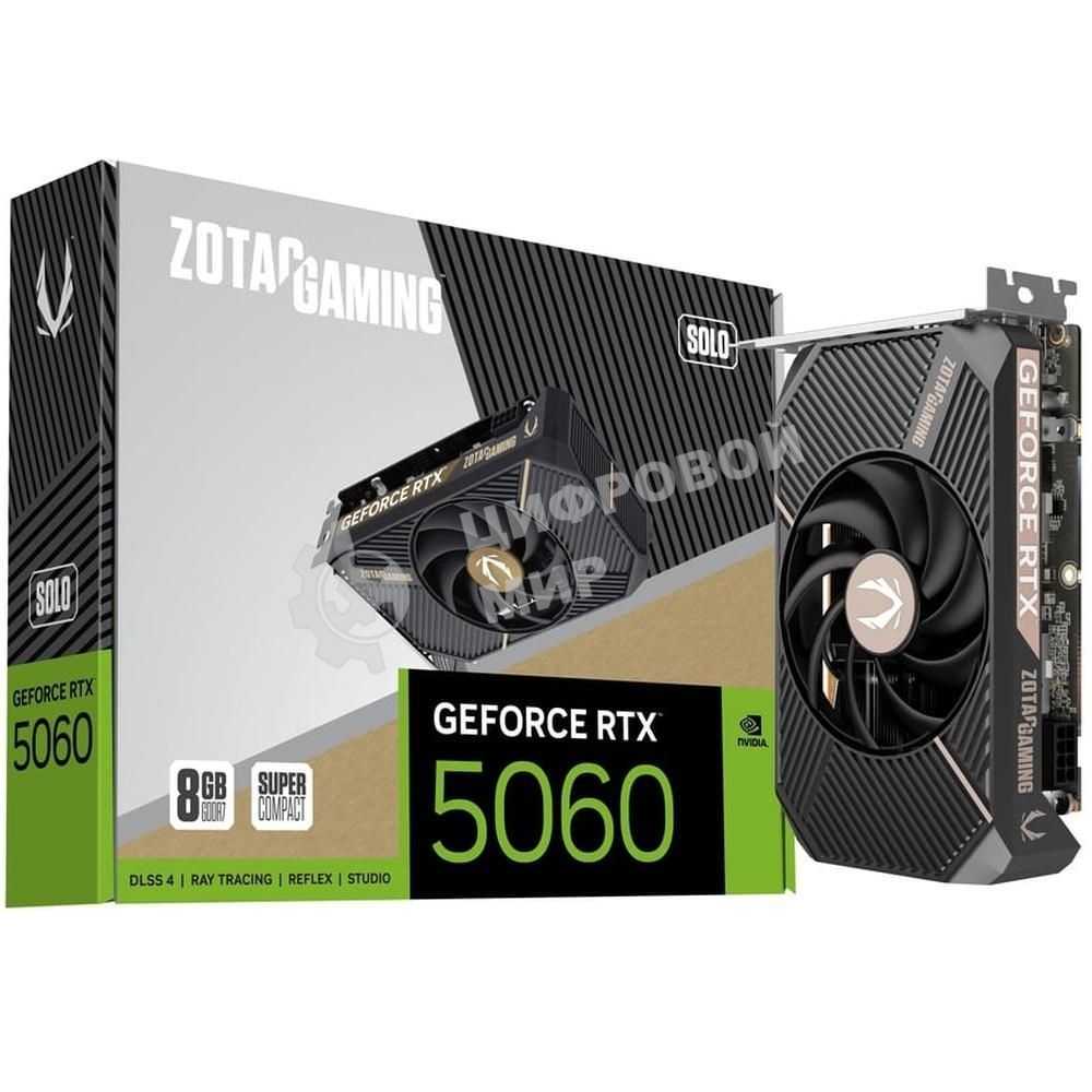 Видеокарта Zotac RTX 5060 SOLO 8Gb GDDR7 128bit 3xDP HDMI 1FAN LITE PACK