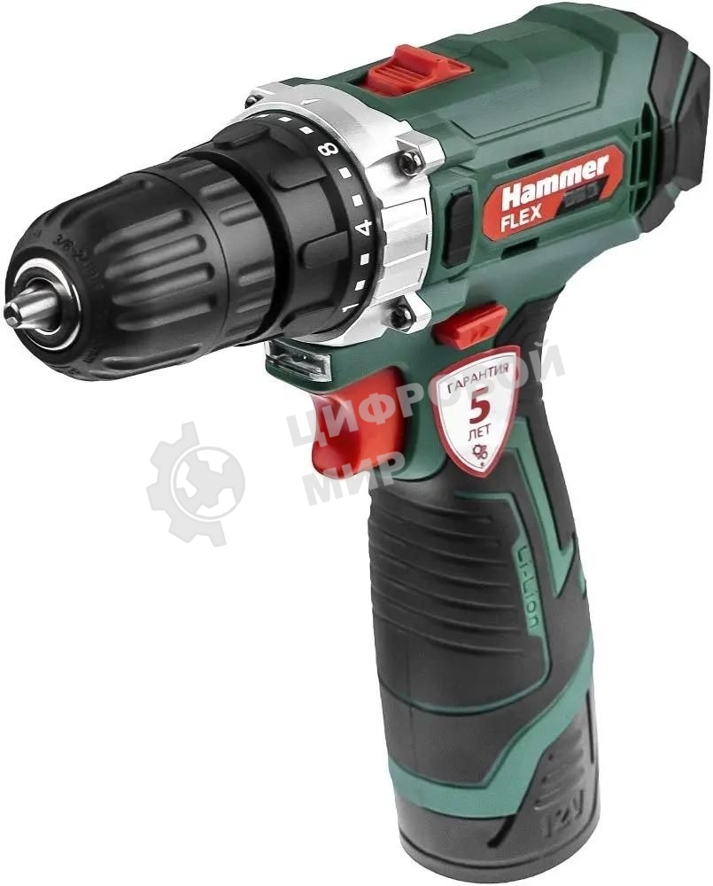 Дрель-шуруповерт аккумуляторная Haммer ACD12CS, Аккумуляторная, 12В