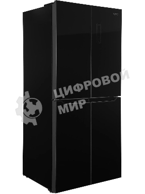 Холодильник Kraft TNC-NF702ICB черное стекло трехкамерный 302/149л морозилка сбоку, No Frost, Side by Side