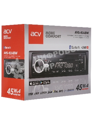 Автомагнитола ACV AVS-824BW, 1 DIN, Bluetooth, USB Type-A, AUX