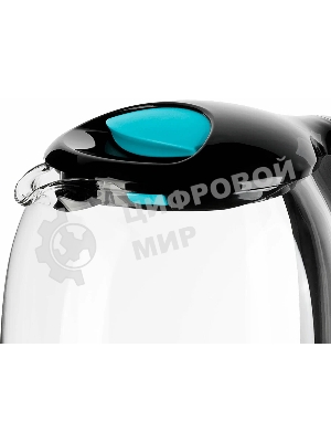 Чайник электрический Kitfort КТ-625-1 1.7л. 2200Вт черный/голубой (корпус: стекло)