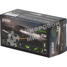 Фонарь налобный Gauss GFL411 черный 7Вт лам.:светодиодный встроенный аккумулятор