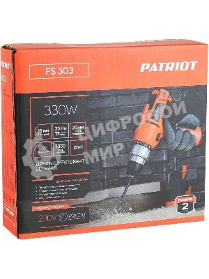 Дрель-шуруповерт Patriot FS 303, 330 Вт, 25 Нм, щеточный
