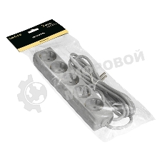 Удлинитель ExeGate ECE-5-3G (EX285823RUS), серый, 3 м, евровилка с заземлением, 5 евророзеток с заземлением, 2200 Вт