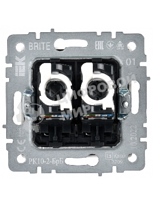 Розетка компьютерная двойная IEK BRITE РК10-2-БрБ RJ45 кат.5E белый