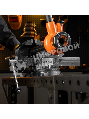 Тиски слесарные Denzel BVH-150 150 мм, поворотные, стальная направляющая, с наковальней