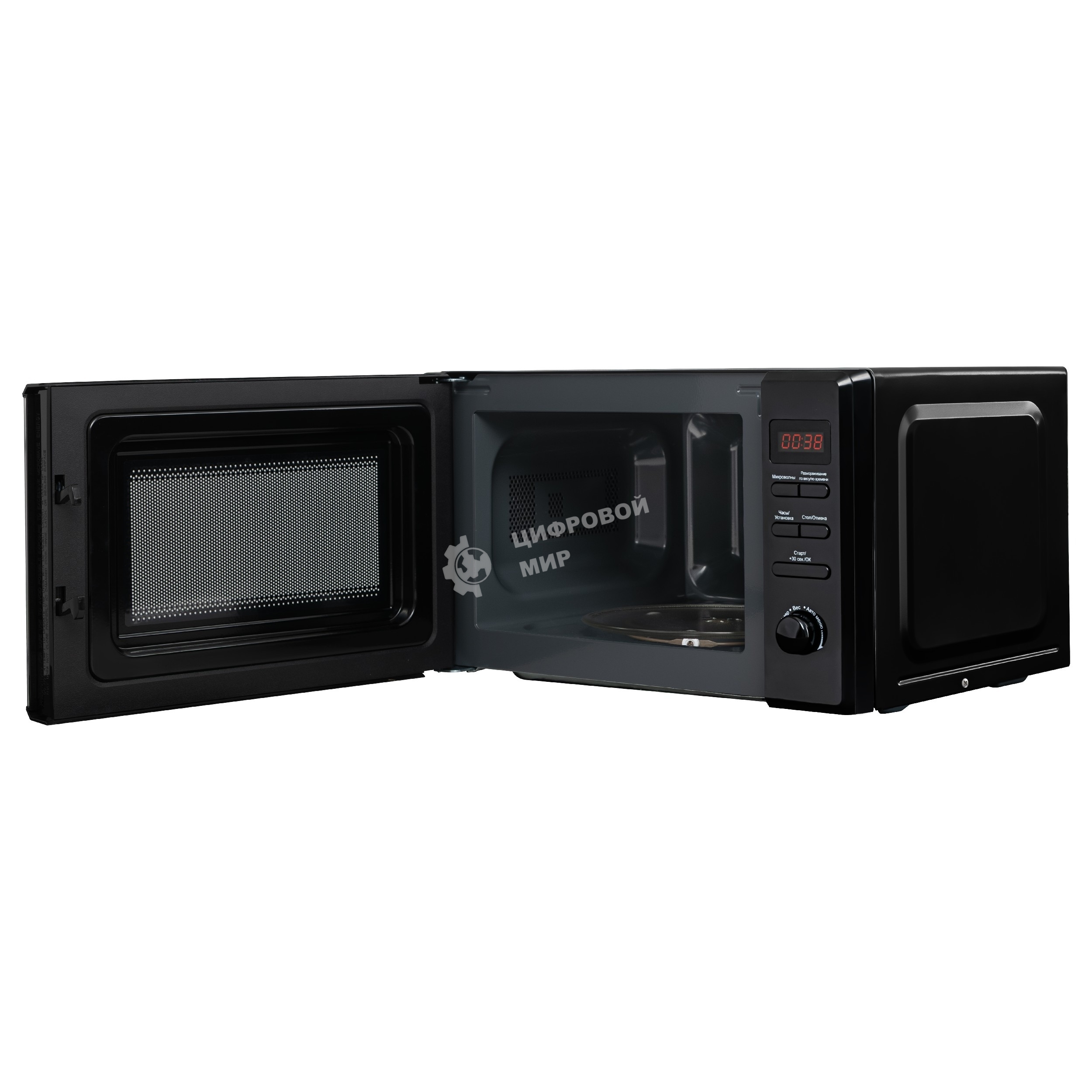 Микроволновая печь Evelux MW 203 B черный, 20 л, 700 Вт, переключатели - кнопки, поворотный механизм