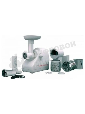 Мясорубка электрическая Белвар Помощница КЭМ-П2У 304-04 белый, 1500 Вт, 0.4 кг/мин, реверс, насадки - 6