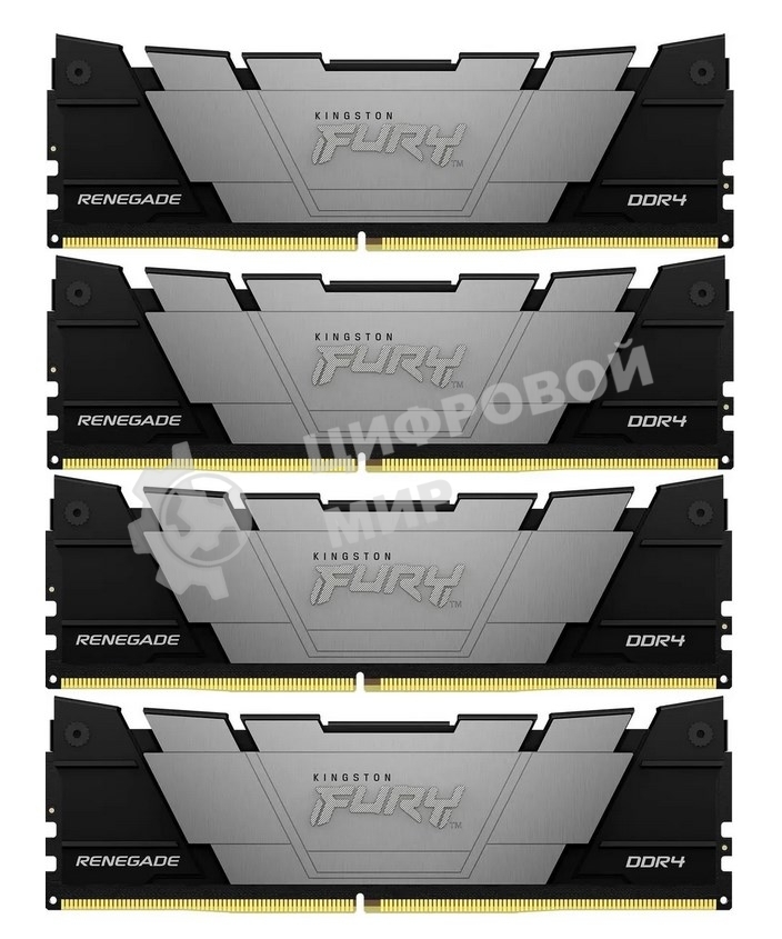 Оперативная память Kingston Fury Renegade, DDR4, 128GB (4x32GB), 3200MHz, CL16, DIMM, радиатор, черный