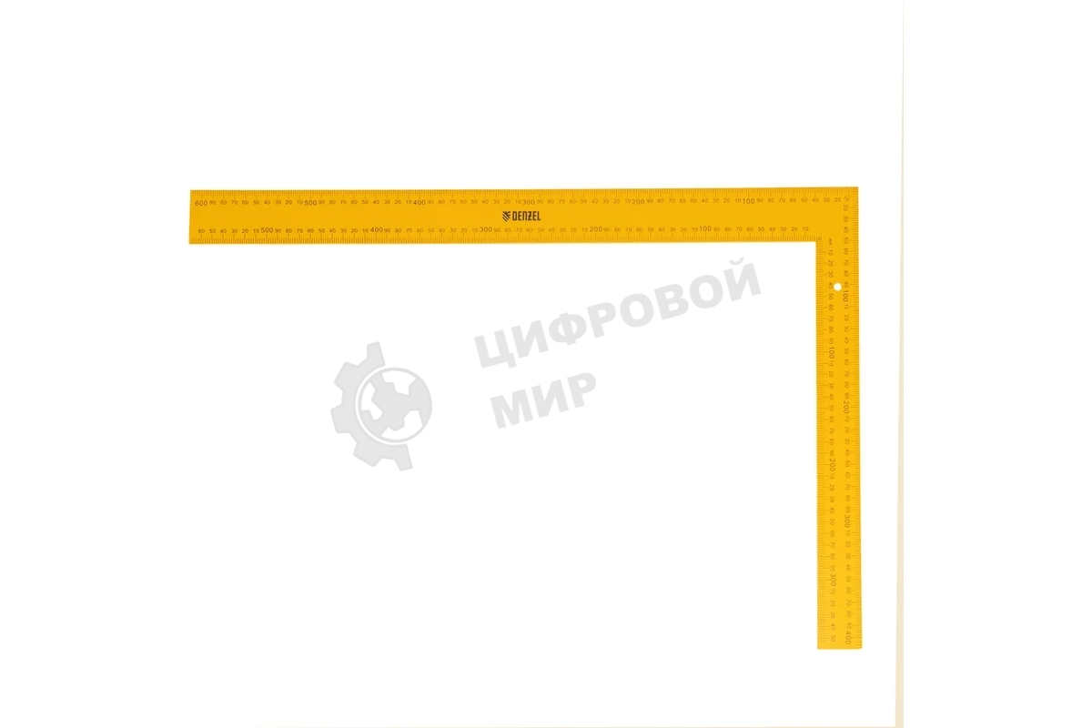 Угольник Denzel стальной, 400 мм х 600 мм, ультрафиолетовая печать (измерительная шкала)