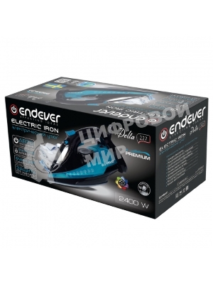 Утюг Endever Delta-227 черный/лазурно-синий, 2400 Вт, 50 г/мин, 150 г/мин, 330 мл