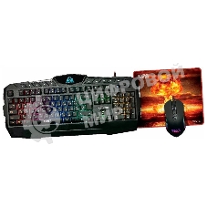 Игровой комплект Qumo Wartime K51/M67, кл-ра проводная, 104+10 клавиш, подсветка RGb, мышь проводная, оптическая, RGb running, 1200/1600/2400/3200 dpi